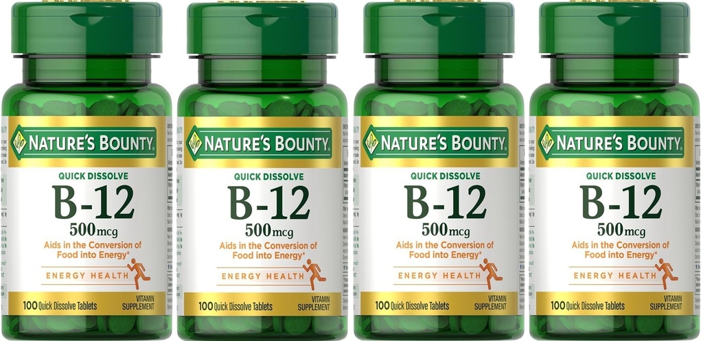 Naturens Bounty Vitamin B-12 500 mcg, 100 ea (Pack of 4)