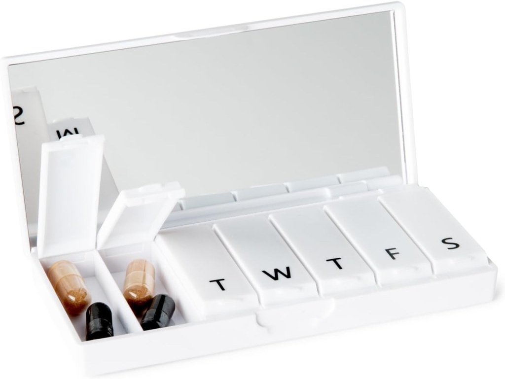 PORT X POLIISH Designer Viikoittain pilleri laatikko Järjestin (yksi 1X päivittäin, Crisp White) ... Kompakti, tyylikäs 7-päivän vitamiini täydentää asia...