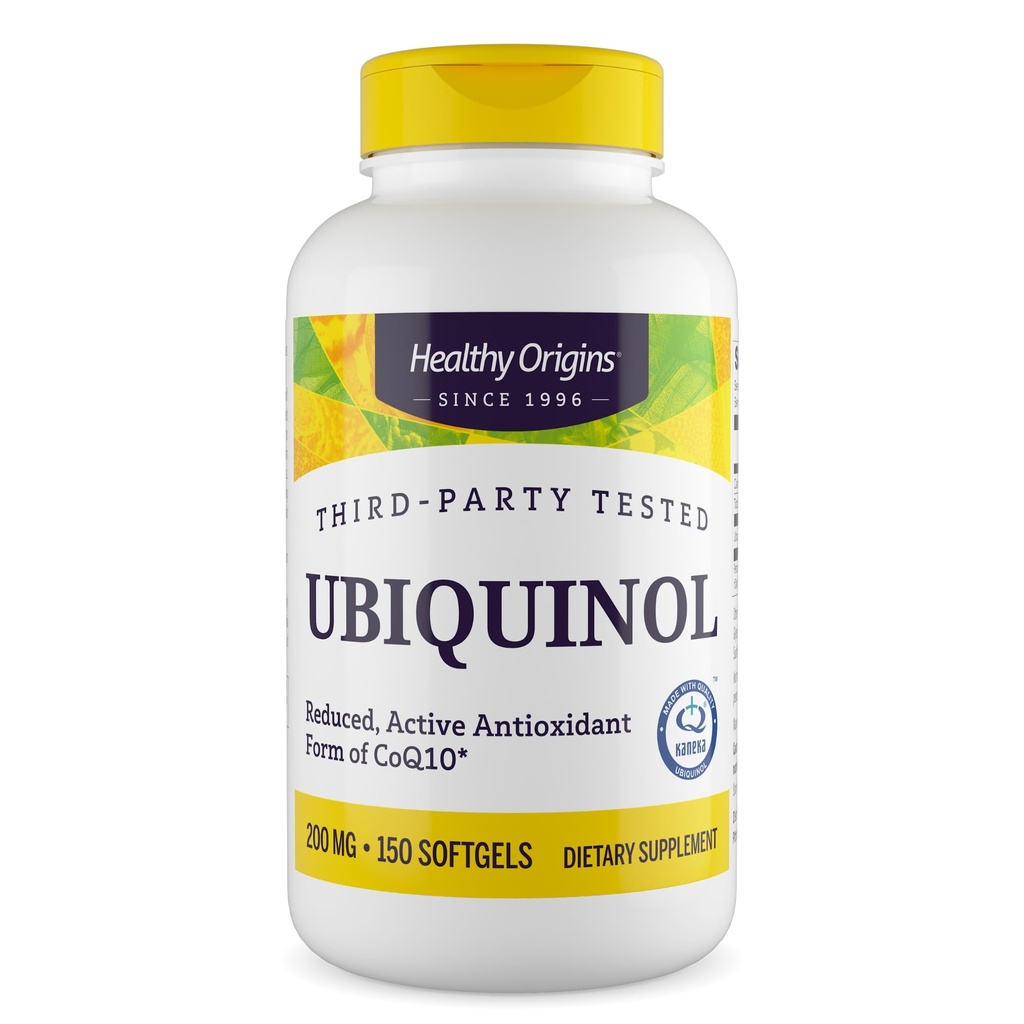 Hälsosamma ursprung Ubiquinol (Active Form of CoQ10), 200 mg - Kaneka Ubiquinol Supplements for Heart Health & Antioxidant Support - Glutenfri & Non-GMO Supplement - 150 Softgels