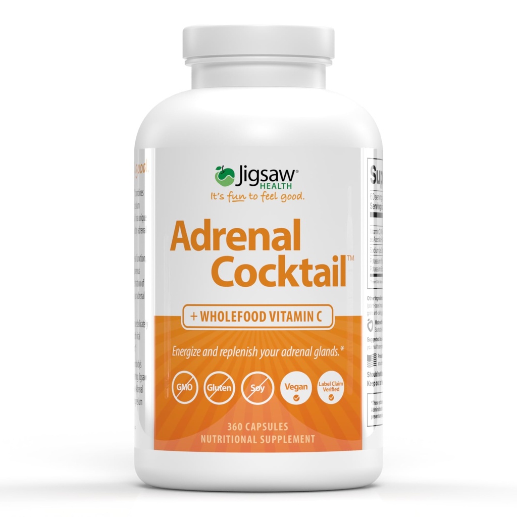 Jigsaw Health lisäravintococtail + täysruoka C-vitamiinia kaliumbikarbonaatilla, merisuolalla ja Acerola Cherry Extract ... 360 kapselia 60 annosta