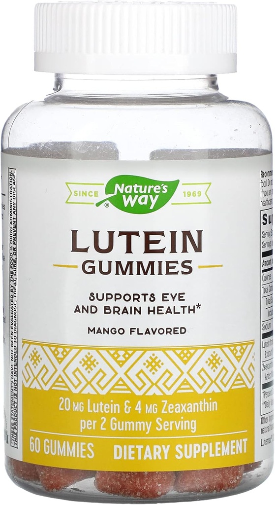 Naturens sätt Lutein Gummies med Zeaxanthin, Eye Health and Brain Function Supplement*, Mango Flavored, 60 Count