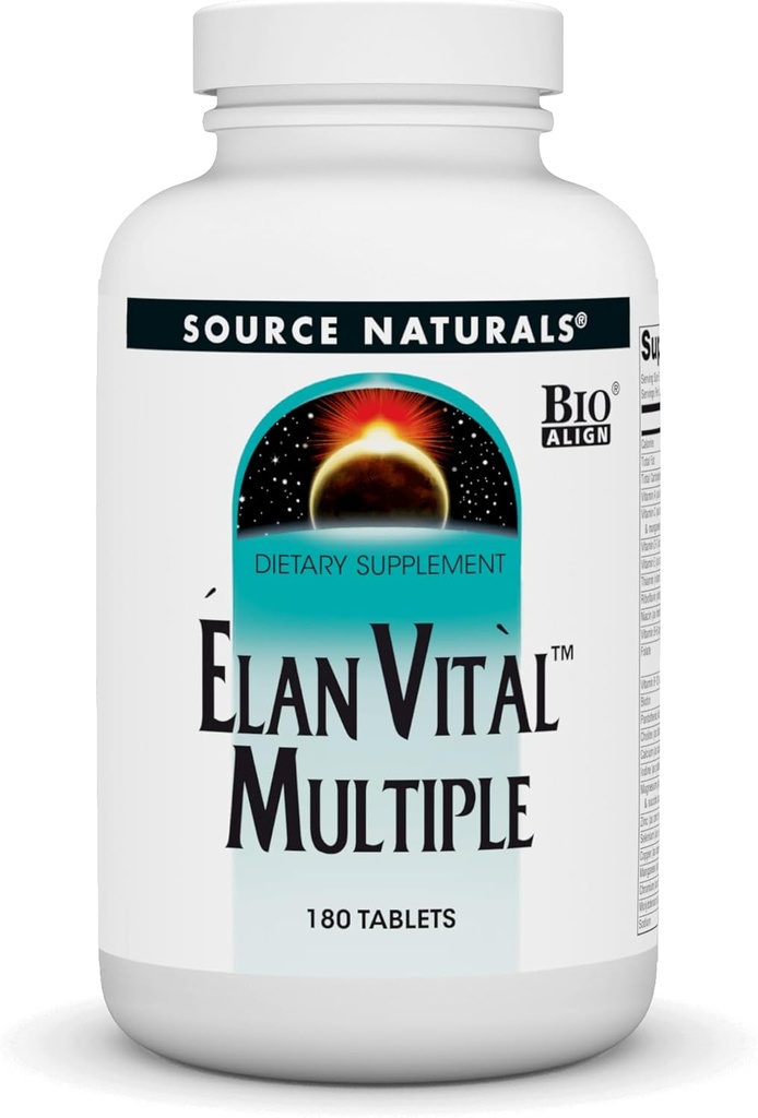 Source Naturals Elan Vital Multiple - tukee aivot, sydän, maksa, immuuni, energia Boost - 180 tablettia