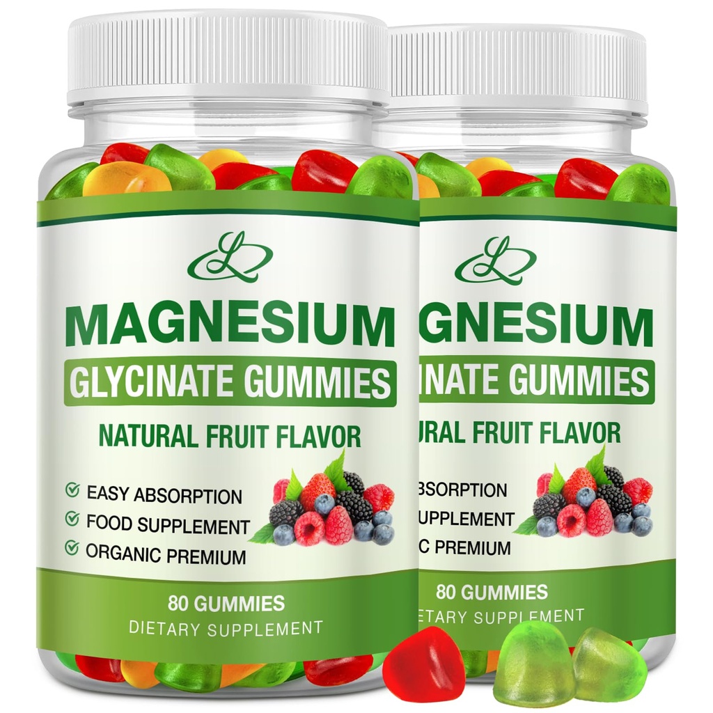 Magnesium Glycinate Gummies aikuisille ja lapsille 600 mg, suuri Imeytyminen Kalium Magnesium Supplement for Sleep, Magnesium L-treonaatti, 160