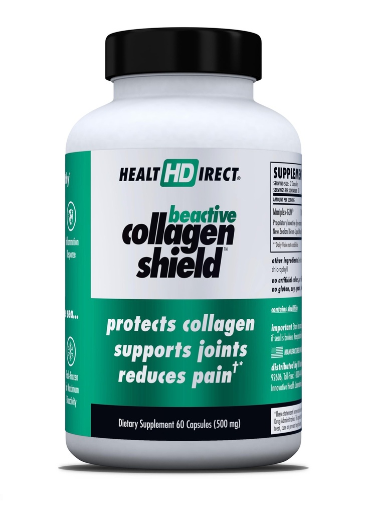 TERVEYS SUORA - BeActive Collagen Shield - 120 kapselia - Advanced Green-Lipped Mussel täydentää Collagen Protection - Tukee Collagen ihon, nivelet ja lihakset