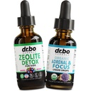 Zeolite Detox & Adrenal Focus Support - Klinoptiloliitti Zeolite lapsille & aikuisille Liquid Drops vitamiineja B12 & D - Organic Adrenal and Focus for Railm Natural Brain, Muisti Väsymys Stressi Huomio