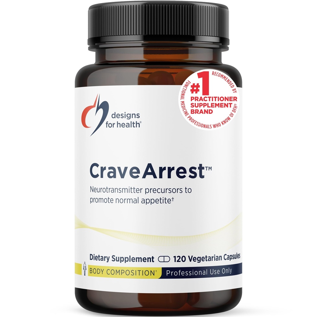 Designs for Health CraveArrest - L-tyrosiini anti-kraving tuki täydentää 5-HTP, B6, Rhodiola, B12 - Suunniteltu serotoniini + dopamine tuki (120 kapselia)