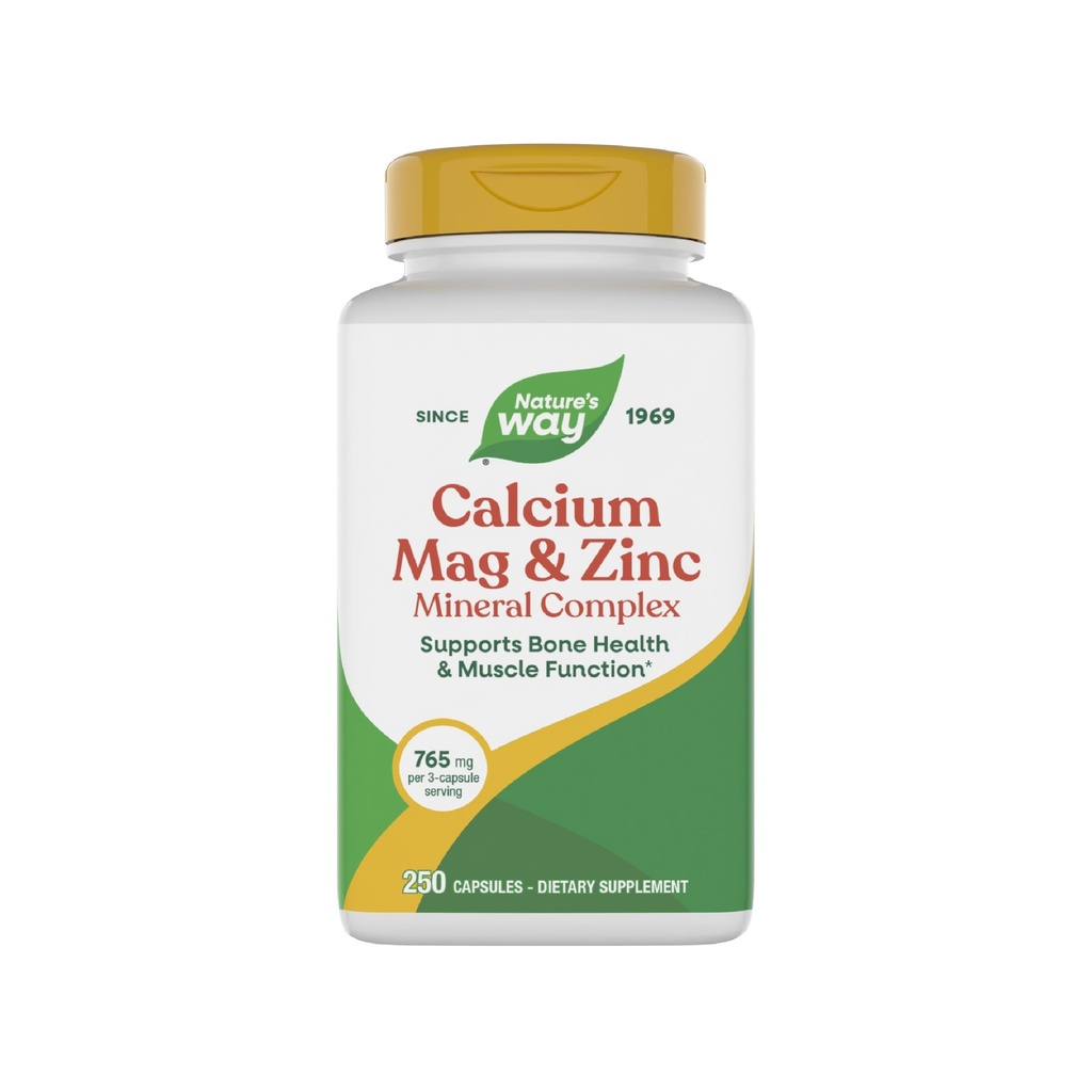 Nature's Way Calcium Magnesium & Sinkki Mineral Complex, tukee luun terveyttä ja lihasten toimintaa*, Immuunituki*, 250 kapselia (Packaging May Vary)