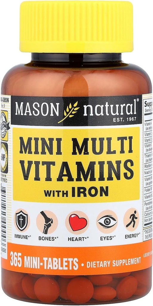 Mason vitamiinit Mason Päivittäinen useita vitamiineja kanssa rautaa tabletteja