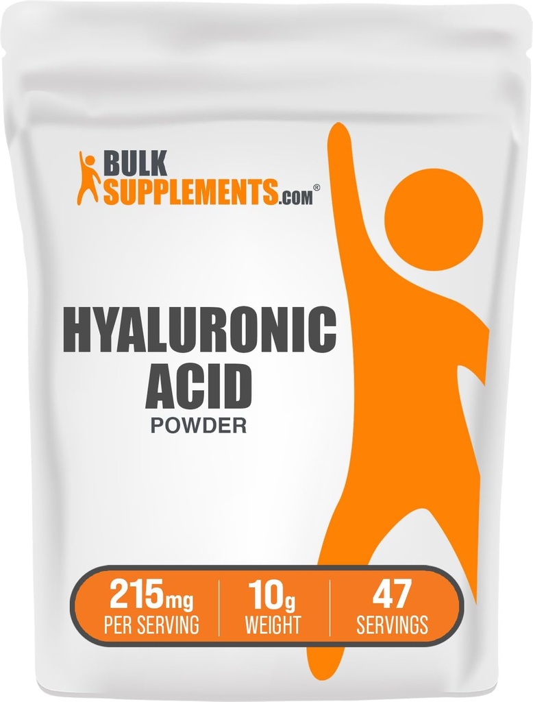 BulkSupplements.com Hyaluronic Acid Powder - kuten natriumhyaluronaatti, Hyaluronic Acid Supplements - Food Grade, Gluteeniton - 215 mg per tarjoilu, 10g (0,35 oz) (pakkaus 1)