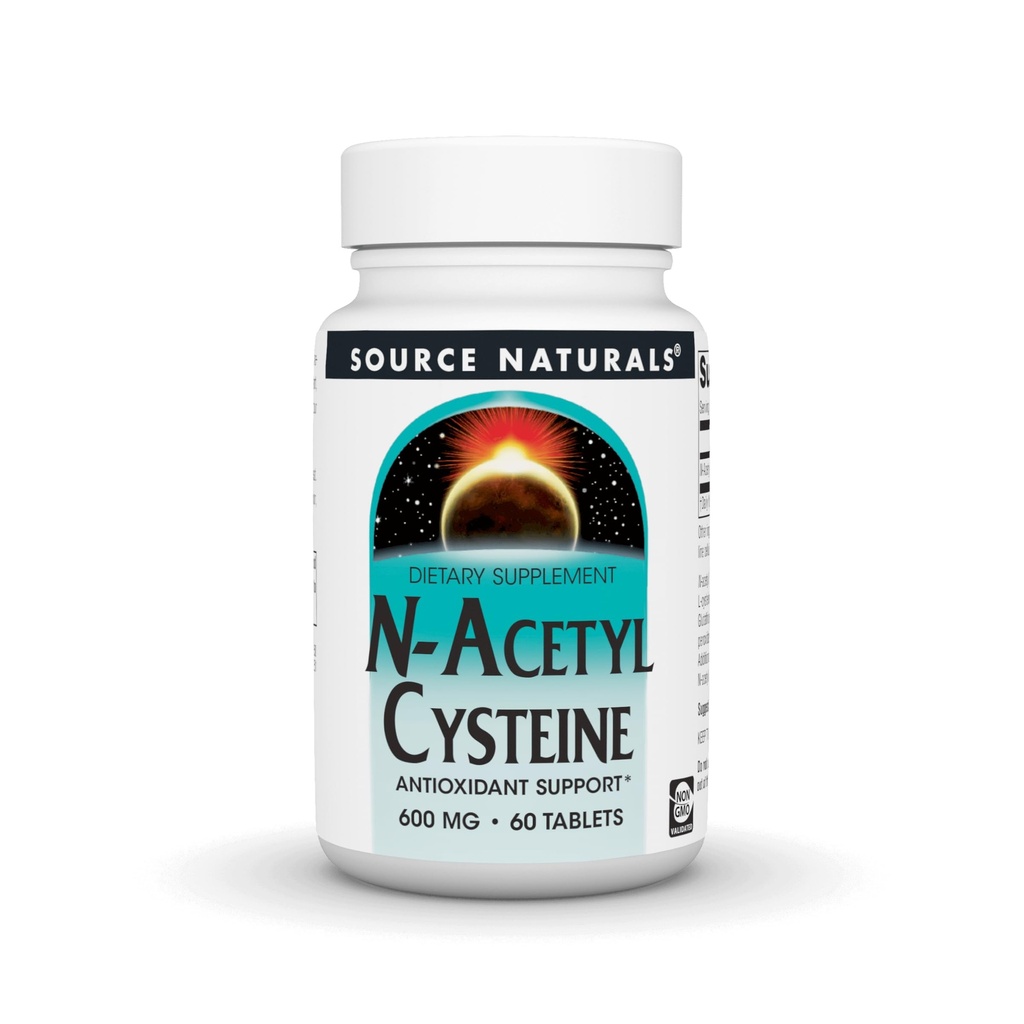 Lähde Naturals N-Acetyl Cysteine Antioksidantti Support 600 mg ravintolisä, joka tukee hengitysteiden terveyttä* - 60 tablettia