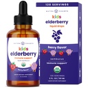 NutraChamps Musta Elderberry lapsille Liquid Drops, 10:1 Pura Sambucus Elderberry Syrup lapsille, Sokeriton Euroopan Elderberry Drops Berry Flavor, Immuunituki, 4 kuukauden tarjonta