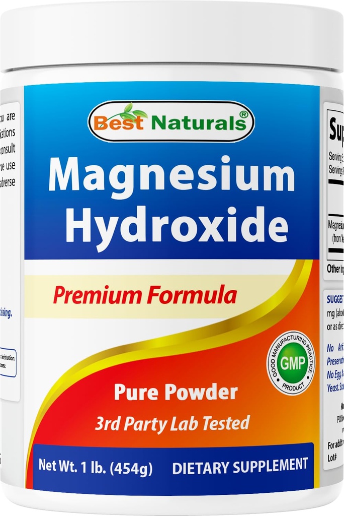Best Naturals Magnesiumhydroksidijauhe - 380 mg Elemental Magnesium per Serving - 454 Tarjoilua per Cotainer - 1 punta