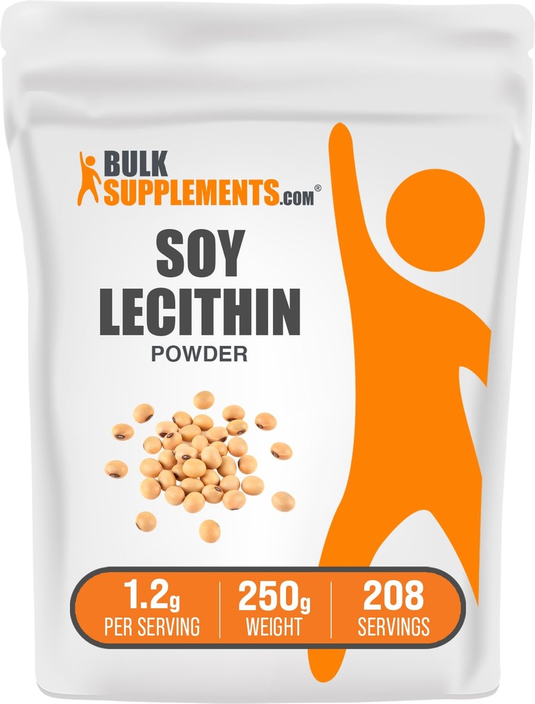 BulkSupplements.com Soy Lecithin Powder - Lecithin Supplement, Nutritional Supplement, Food Grade - Gluteeniton, 1,2 g per Serving, 250g (8.8 oz) (Pack of 1)