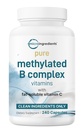 Micro Ingredients Pure Methylated B Complex, 240 kapselia 11-in-1 Formula B12, Thiamin, Folaatti, Inositoli, Koliini & C-vitamiini ... Tukee energiaa, mielialaa ja hermostoa...