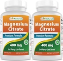 Best Naturals Magnesiumsitraatti (Citrato de Magnesio) 400 mg 250 tablettia (400 mg Elementaali Magnesiumia 2 tablettia) (2)