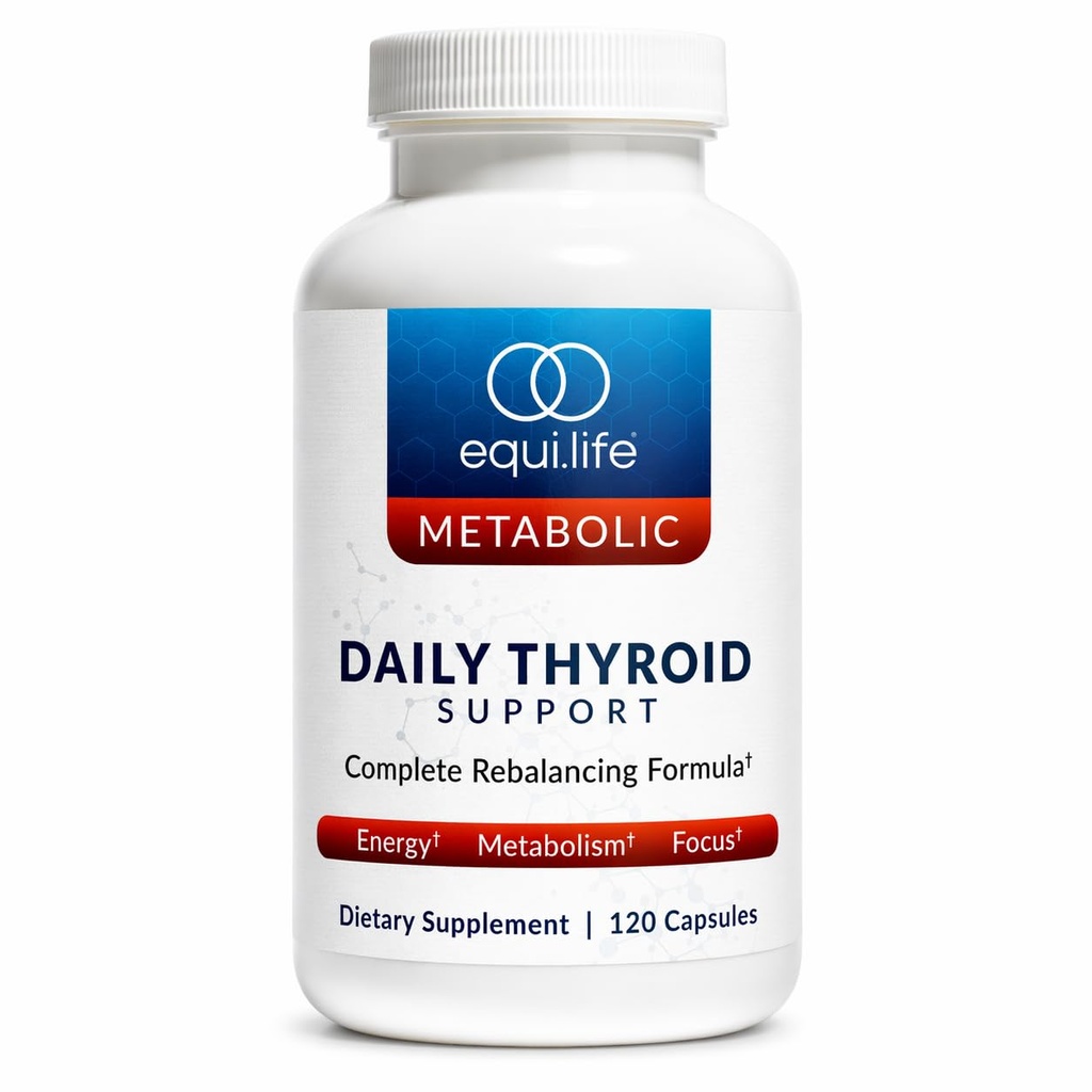 Equilife Thyroid Support, Vitaminer och Minerals Supplement med vitamin C, Zink, Vitamin E, Iodine och Selenium, Adaptogener & Amino Acids Formel, Total Wellness Support, Gluten Free, 120 kapslar