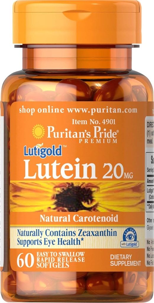 Puritan's Pride Lutein 20 mg ja Zeaksantiini 60 Softgels