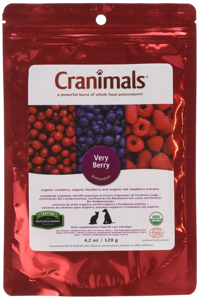 Cranimals Erittäin marja antioksidantti Superfood Berry Powder for Dogs and Cats - Natural Antioxidantti Boost from Cranberries, Vadelmat, ja Mustikat, 120 g/ 4, 2 Oz Bag