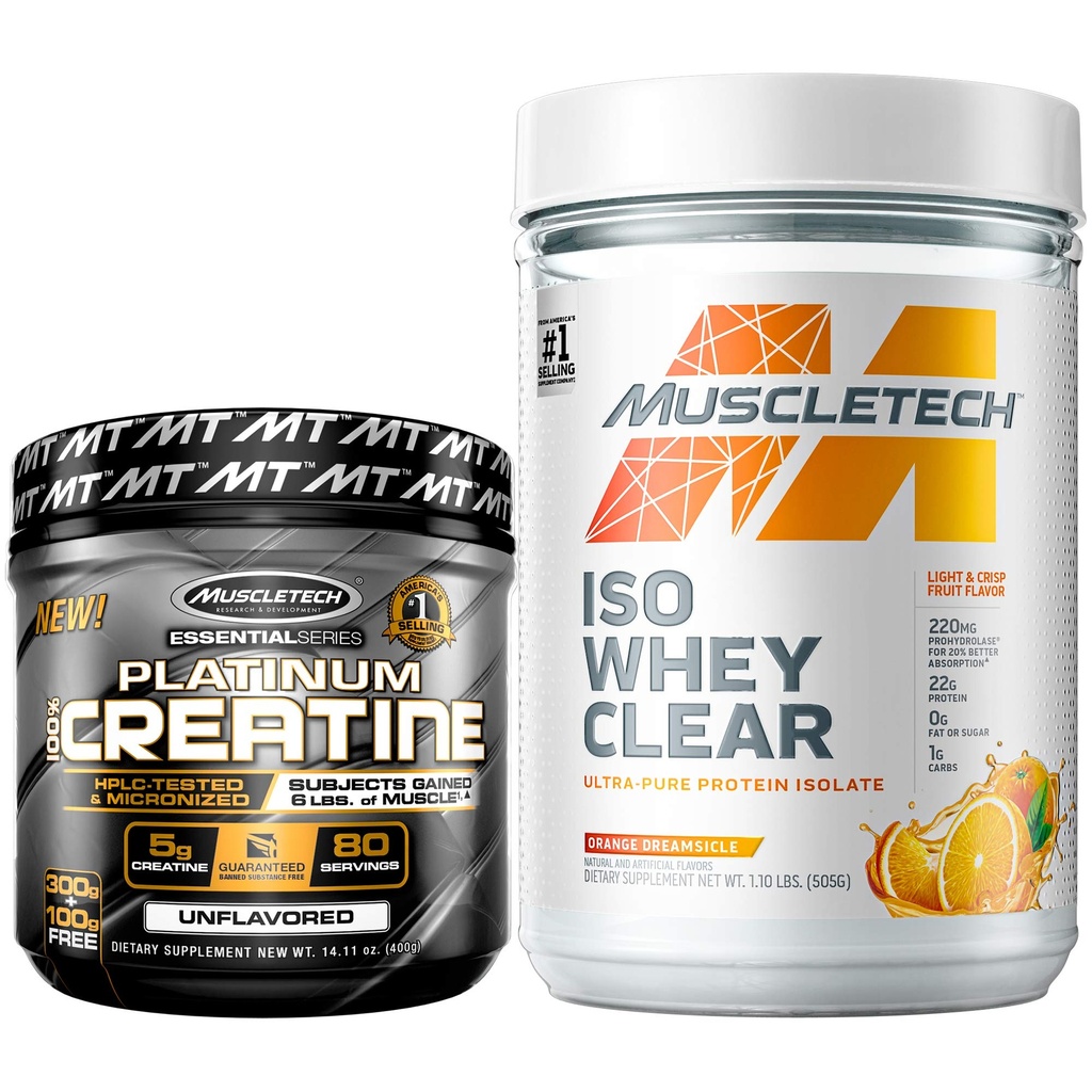 MuscleTech Creatiini + Heraproteiini Isolaatti Platinum Creatiini Iso Whey Clear, Orange