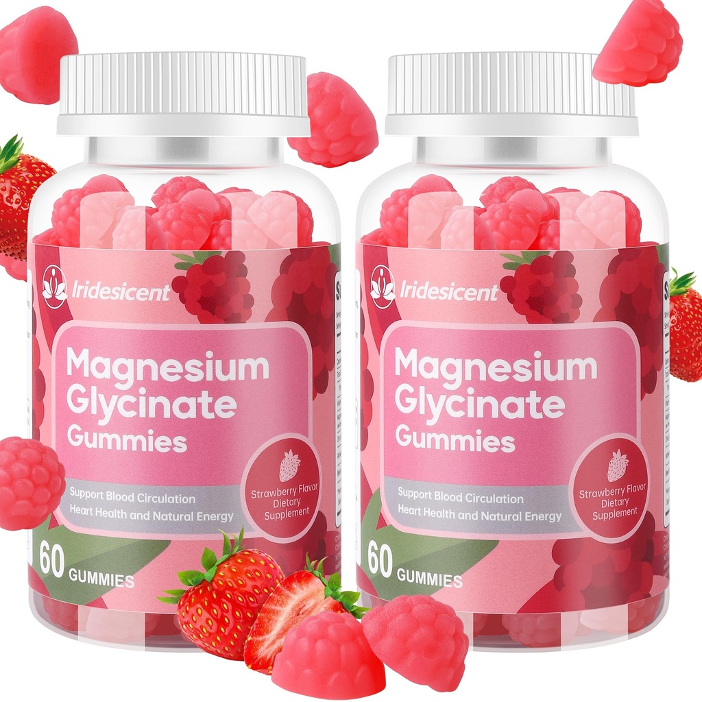 Magnesium Glycinate Gummies 400 mg, sokeriton magnesium Supplement w/Ashwagandha, Sinkki, Vegan Magnesium Glycinate täydennysosa aikuisille - 120 mansikka Gummies