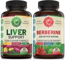Liver Cleanse Detox Repair Formel och Premium Berberine Bundle (en flaska vardera). Stöder leverhälsa, kardiovaskulär hälsa, energiökning, metabolisk funktion. USA Made.
