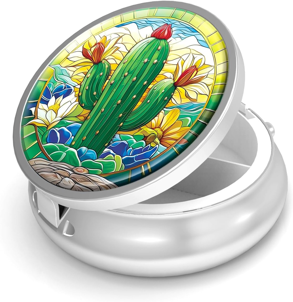 Pillerilaatikko-3 Osasto Pieni pilleri tapauksessa laukku ja tasku Mini metalli pilleri haltija Matka pilleri säiliö Hold Lisäravinteet BPA-vapaa (Cactus)