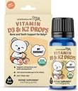 Legendairy Milk Organic Baby Vitamin D3 K2 flytande droppar, 400 IE av Baby Vitamin D droppar för spädbarn med K2 droppar, vitamin D droppar för nyfödda, småbarn och barn, Vegan, 90 droppar flytande