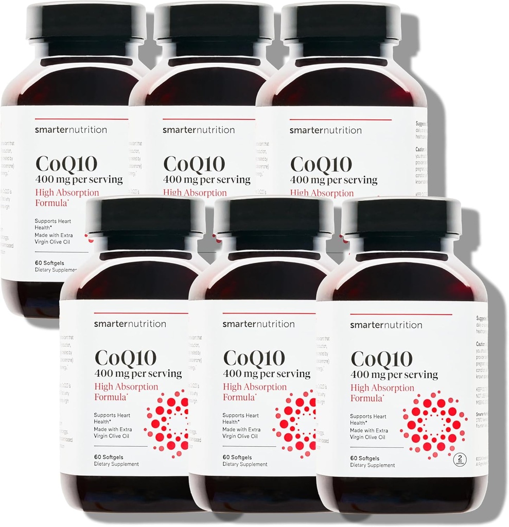 SMARTERNUTRITION CoQ10 400 mg Korkea imeytyminen - luonnollisesti fermentoitu Ubikinoni w / Organic kylmäpuristettu oliiviöljy - Heart Health, Cellular Energy - ei-GMO, Gluteeniton - 360 Count[180-päivä toimitus]