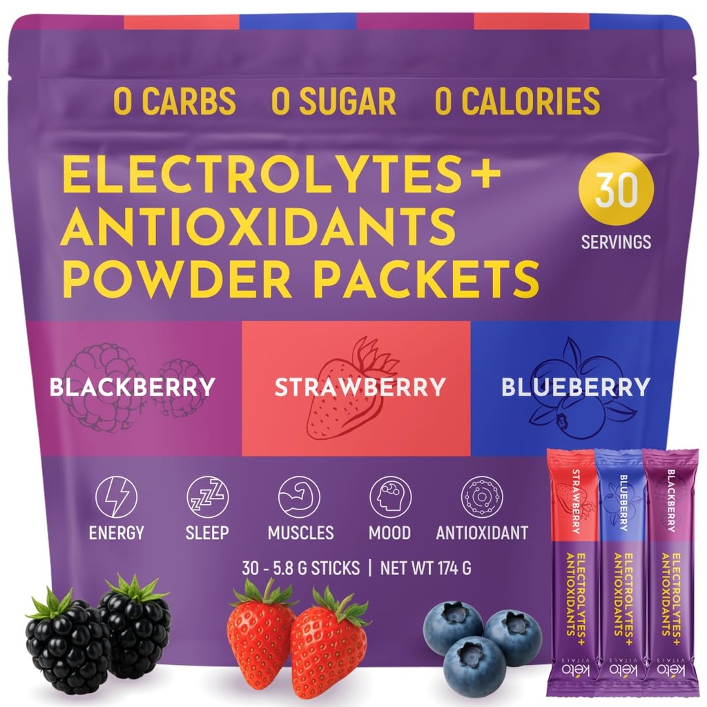 Keto Vitals Berry Electrolytes Powder Packets Ei sokeria Keto Friendly Electrolytes Travel Packets 