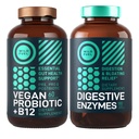 Dgestiivinen Entsyymit probiootteja ja prebiootteja ja vegan Probiootti Plus B12 tehostettu digestiivinen ja Gut Health Bundle