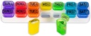 GMS Weekly Pill Organizer - 7 Day AM / PM Pop Out Pill Pods för kosttillskott, vitaminer och mediciner - Perfekt för daglig användning och resor - Rainbow