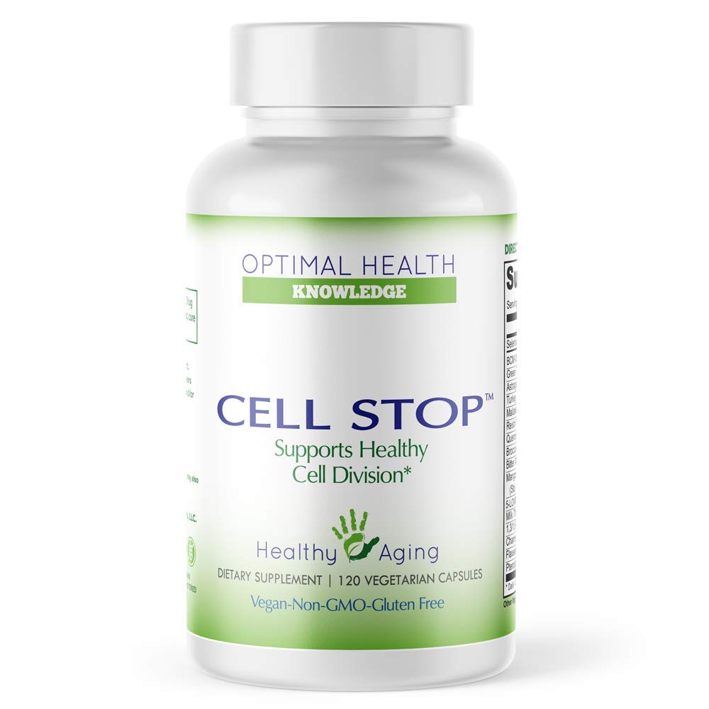 CELL STOP - Tehokas soludivisioona tuki, Propriety Blend sisältää Curcumin, Vihreä Tea, Reishi Mushroom, Turkey Tail Mushroom, Parsakaaliuute, 1,3/1,6 Beta Glucan, ja muut - 120 kasviskapselit