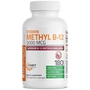 Bronson Methyl B12 5000 mikrog B12 Methylcobalamin Energy & Brain Support, 180 lozenges