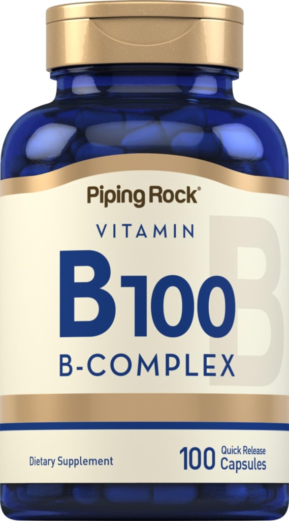 Piping Rock-vitamiini B-100 Complex 100 kapselia B12-, B1-, B2-, B6- ja gluteeniton lisäaine