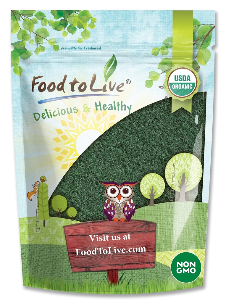 Mat för att leva organisk Chlorella Powder, 8 Ounces - Non-GMO, Kosher, Raw Green Algae, Vegan Superfood, Bulk, Pure Vegan Green Protein, Rich i vitaminer och mineraler, bra för drycker, Broken Cell Wall