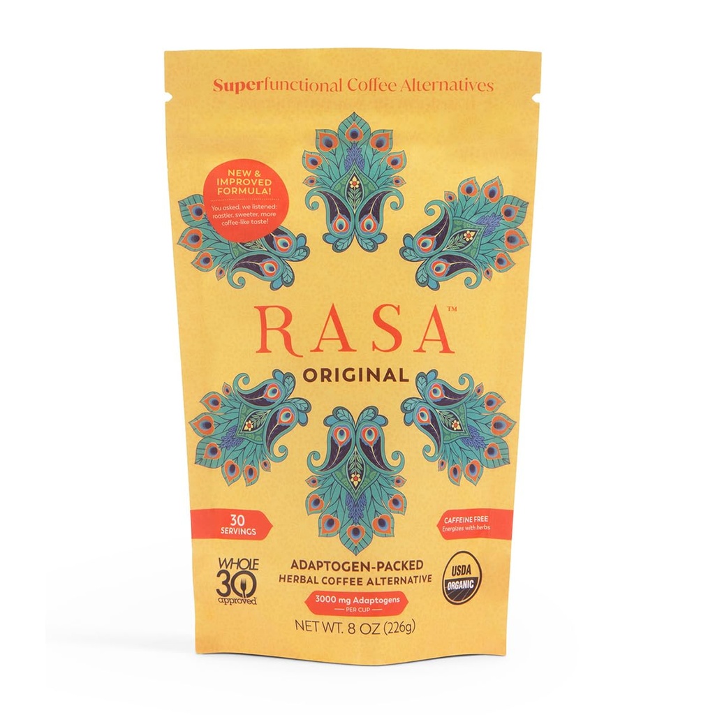 Rasa Original - Adaptogenic Mushroom Coffee Alternative för att stödja bättre övergripande välbefinnande, bättre sömn, Clearer Skin | Vegan, Keto, Hela 30, Ayurveda Wellness Tonic med Chaga + Reishi (8 oz / 30 portioner)