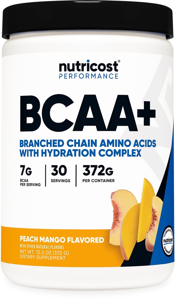 Nutricost BCAA + Hydration Powder (Peach Mango) 30 Tarjoilut - Haaraketjuiset Aminohapot Hydraation Complex - Gluteeniton, ei-GMO
