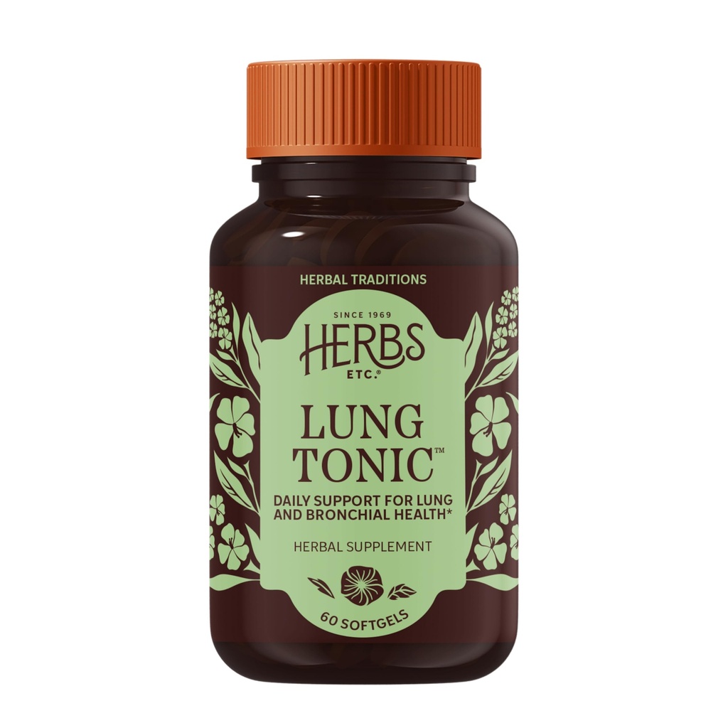 Yrtit Etc. Lung Tonic - Keuhkolisä Bronchial Support - Terve hengittäminen Tuki Mullein, Horehound & Grindelia - 60 Softgels