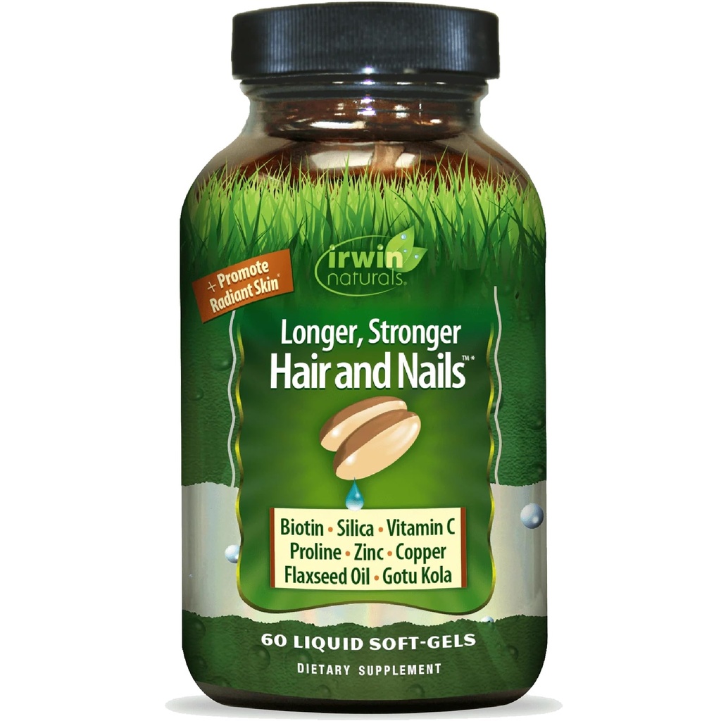 Hälsosam hud och hår Plus naglar av Irwin Naturals, näringsrika Rich, ger Shine och styrka, 60 flytande mjukglar