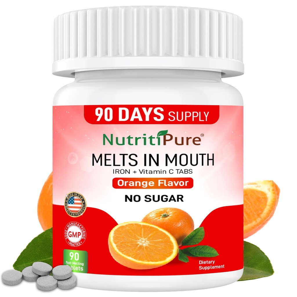 Naisten/miesten pureskeltava rautalisä [Karbonyylirauta 18 mg C-vitamiinilla 30 mg] tabletti Orange Flavor 90