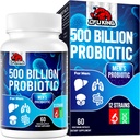 Probiootit miehille, 500 miljardia PMY & 12 Mens Probiootit digestiiviselle terveydelle + 4 Organic Prebiotic Fiber, for digestive, Gut, Immuno Health, turvotus, kaasu, energiatuki, Hyllytabletti - 60 kapselia