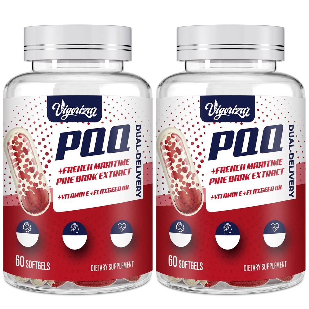 200 mg Pycnogeno PQQ, Premium French Maritime Pine Bark -uute, ainutlaatuinen Dual-Toimitus maksimaalisen imeytymisen varmistamiseksi, Pine Bark -uute Verisuonistoa ja sydäntä sekä niveltoimintoja varten - 120 Vegan Softgels