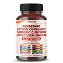 Berberine Cinnamon Apple Cider Vinegar Turmeric - Total Wellness Support - Gjord i USA
