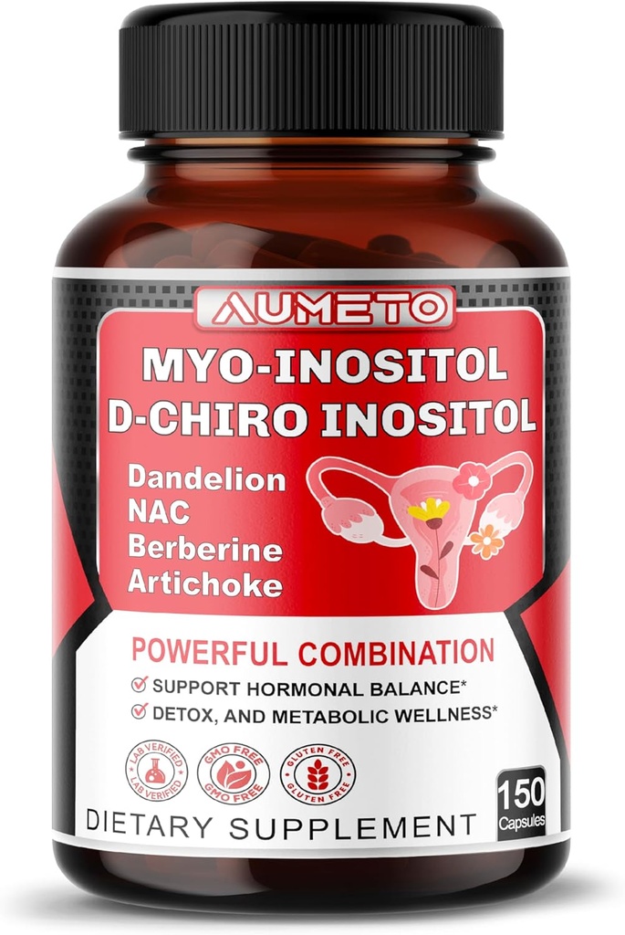 Myo-Inositol + D-Chiro Inositol ... 150 kapselia Folaten, NAC: n, berberiinin, CoQ10: n ja Detox Blendin kanssa.