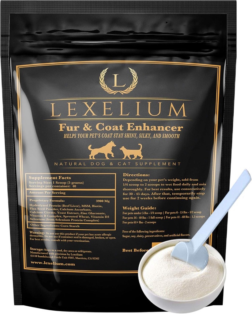 Dermatit Skin and Coat Supplement för hundar och katter - Främjar hälsosam hud och päls för hundar och katter - Hjälper w / kläck, torr hud + annan symtom - naturlig vet-godkänd pulverformel - 200G