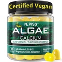 Kalsium Gummies for women + Magneusum-vitamiini D3 K2, C, Sinkki, Boron, Kestävä Algae (3rd Party Tested) for Bone Strength, Hermo, kalsium Absoption, Sokeriton kalsium Supplement, Vegan, 60 Counts