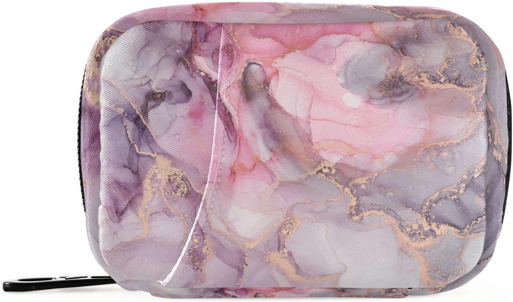 Rosa Marble Texture Pill Box 7 Day Pill Case Travel Pill Organizer Bag med Zipper Portable Weekly Vitamin Medicine Supplement Holder Pouch Bag