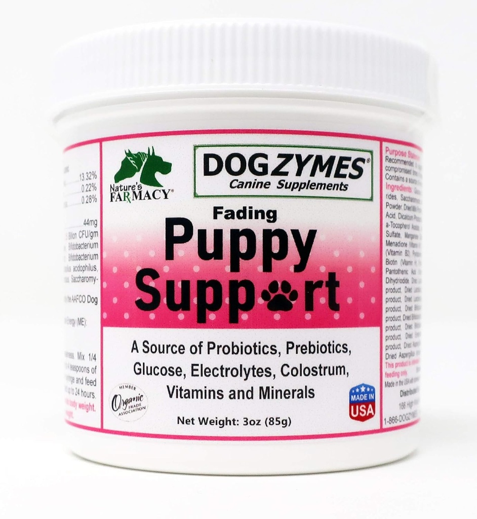 Dogzymes Fading pentu Tuki Probiootit Prebiootit Entsyymit Glukoosi Elektrolyetit Vitamiinit Mix 1-16 veden (3 Ounce)