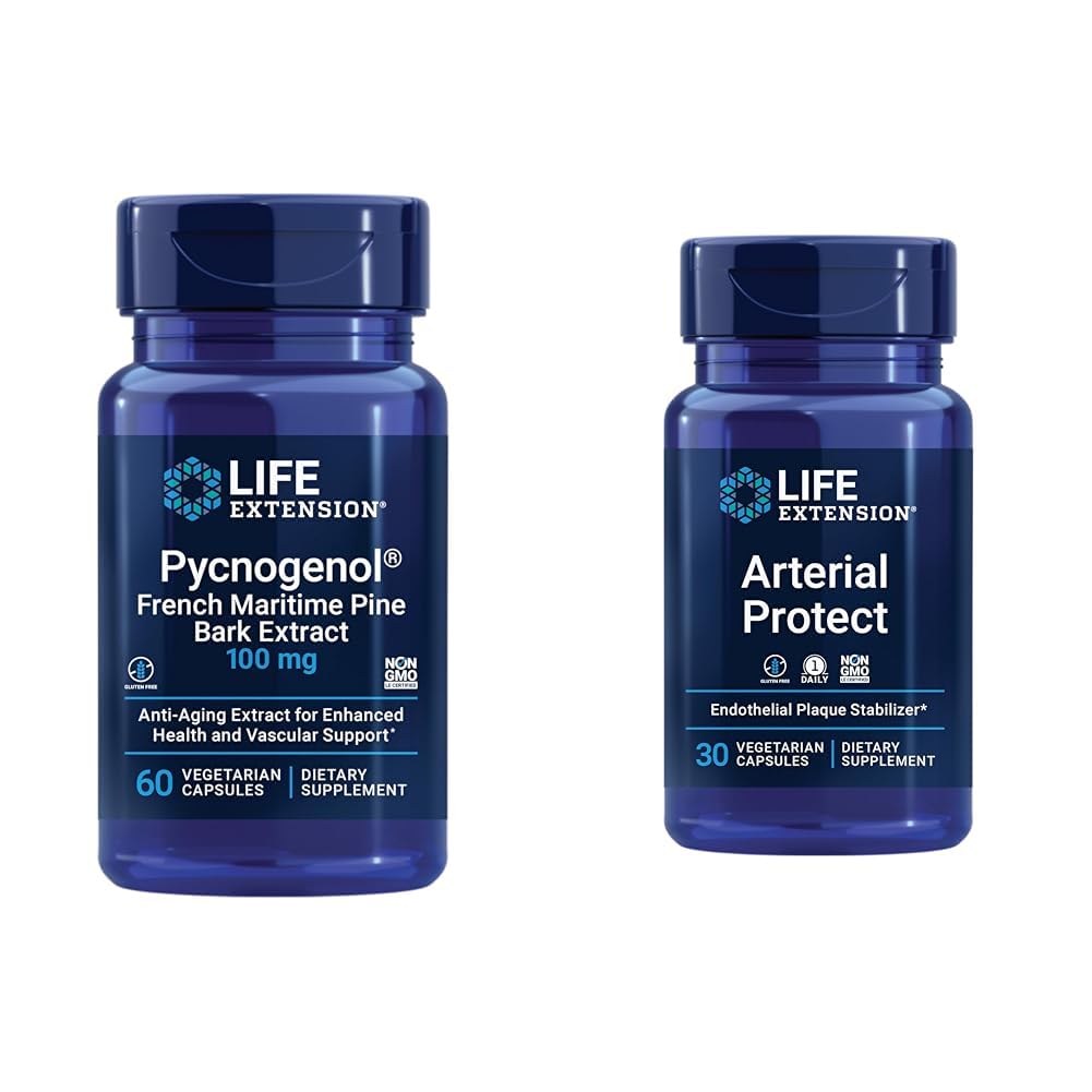 Life Extension Pycnogenol Ranskan Maritime Pine Bark & Gotu Kuola Valturi Health Supplements - 60 & 30 Kasvisruokaa Kapselit