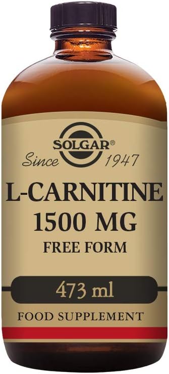 Solgar L-Carnitine 1500 mg Liquid, 16 oz. - Natural Lemon Flavor - Heart Health - Tukee energiaa, aineenvaihduntaa, Liikunnan Endurance & Recovery - Ei-GMO, Vegan, Gluteenittomat & Dairy Free - Noin 31 tarjoilut